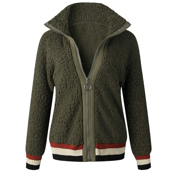 2 left! New Faux Fur Lapel Bomber Jacket - Picture 5 of 7